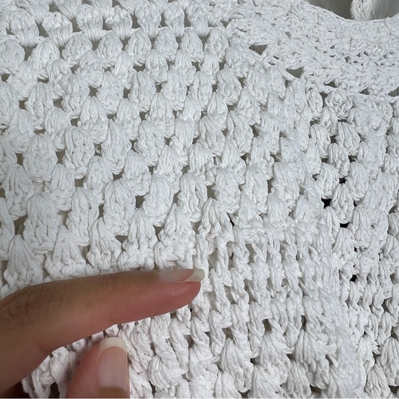 Free People Megan Crochet Top Open Back SZ S IVORY white Boho Cottage Coastal‎ - Picture 12 of 15